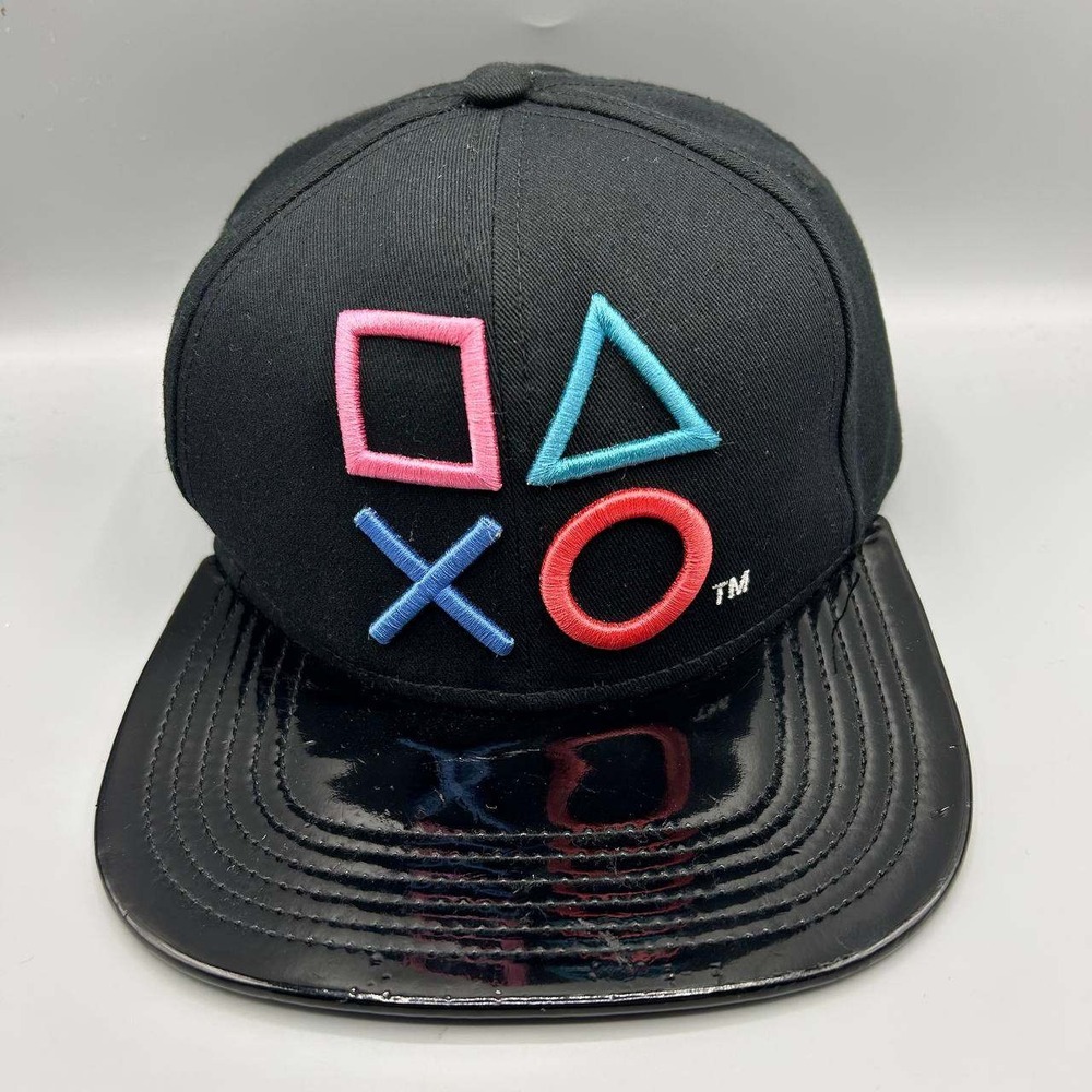 Sony PlayStation Controller Button Logo Hat Men Black Blue Snap Back Cap